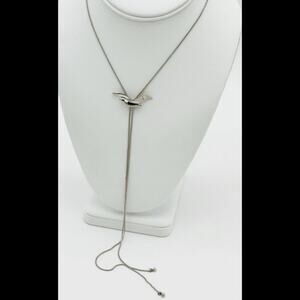 Vintage 70s Jonathan Livingston Seagull Necklace Avon Silver Tone Lariat Bolo